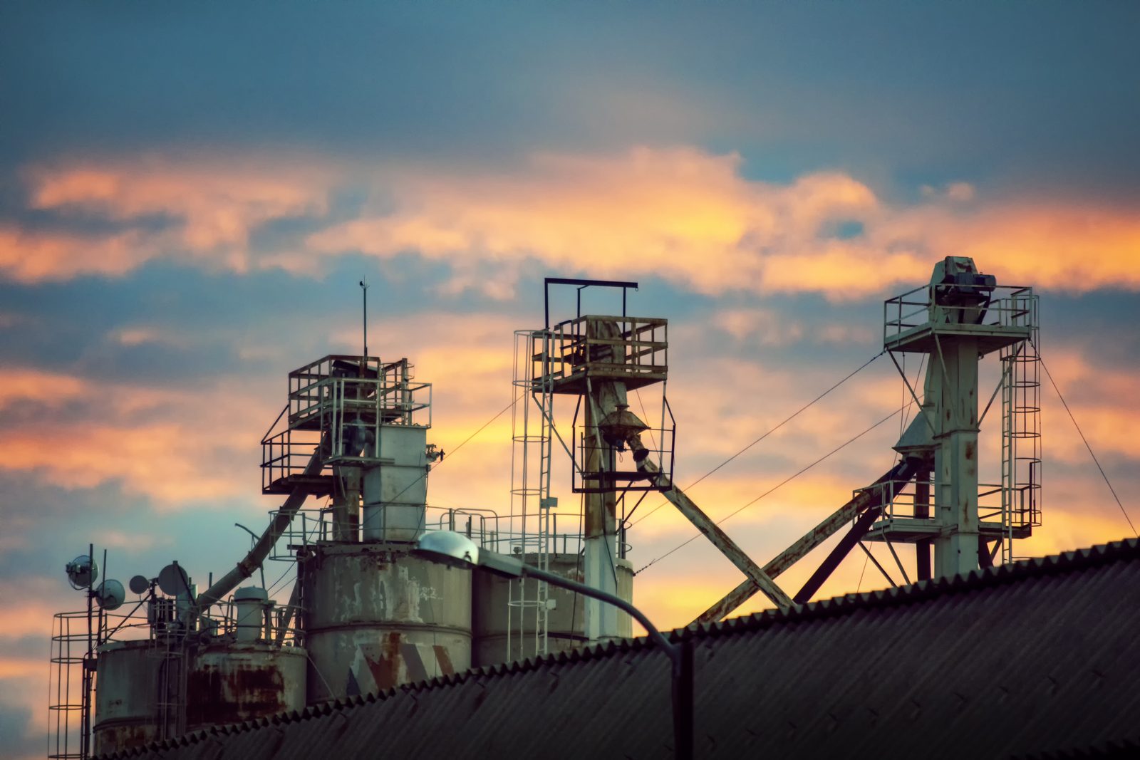 Refinery industrial structures close-up